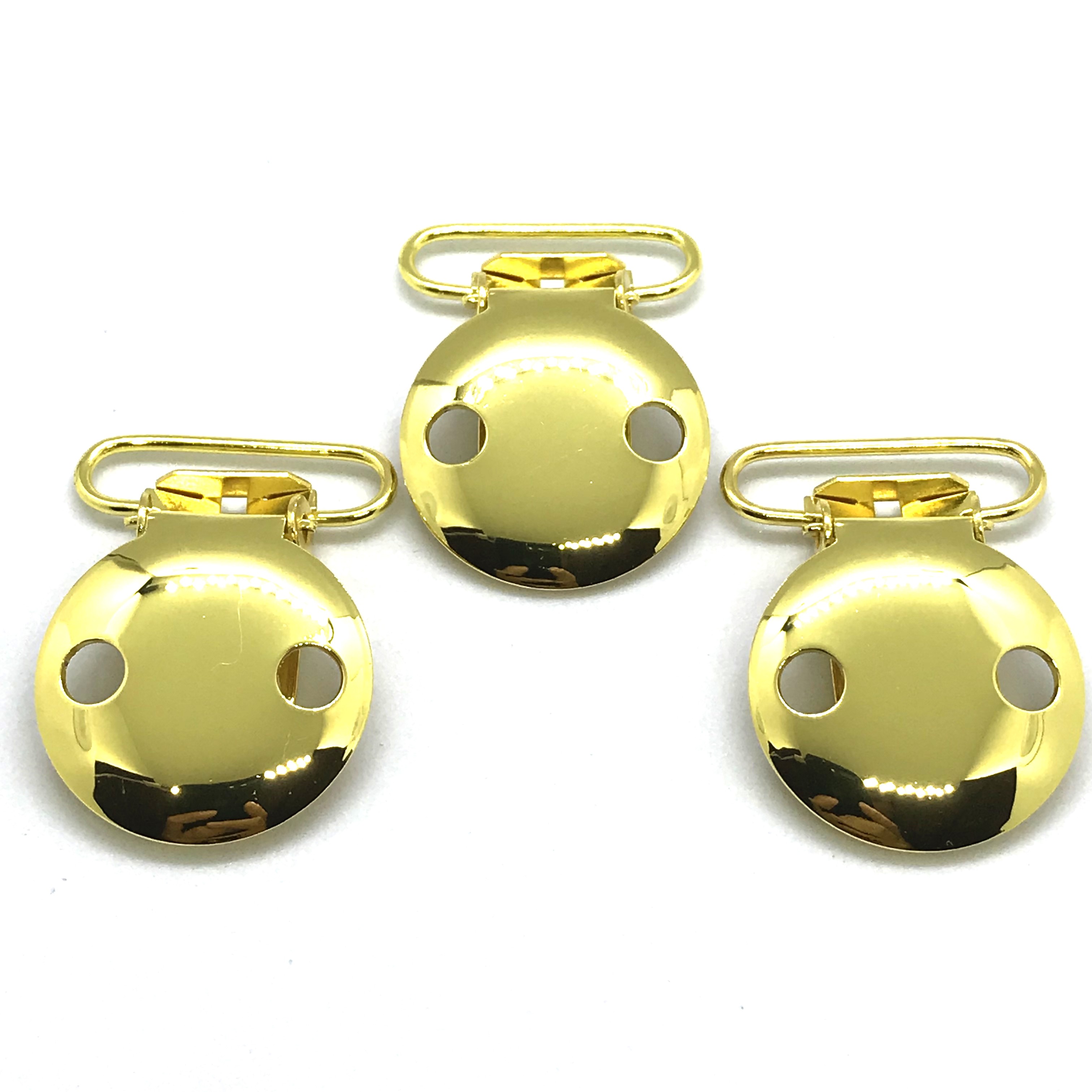 China Gold  25mm 2 Holes Pacifier Clips EN-12586 Passed