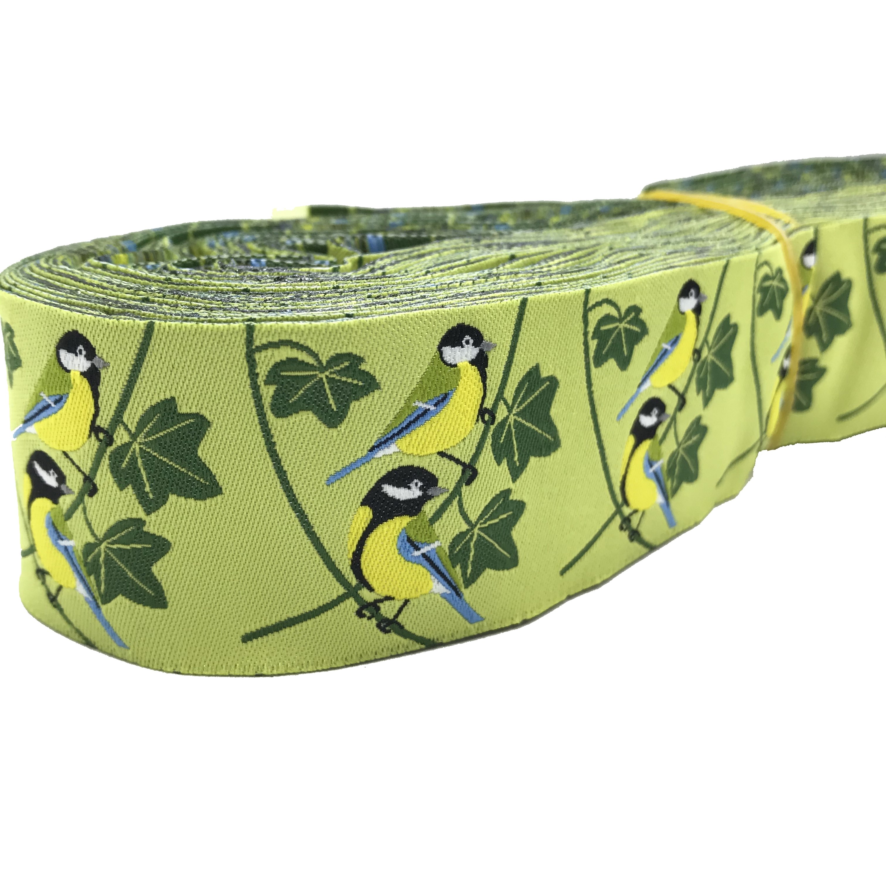 10 meters 1.5" 38mm Splendid Spring Flower and Birds European Jacquard Ribbon For Dog Collar