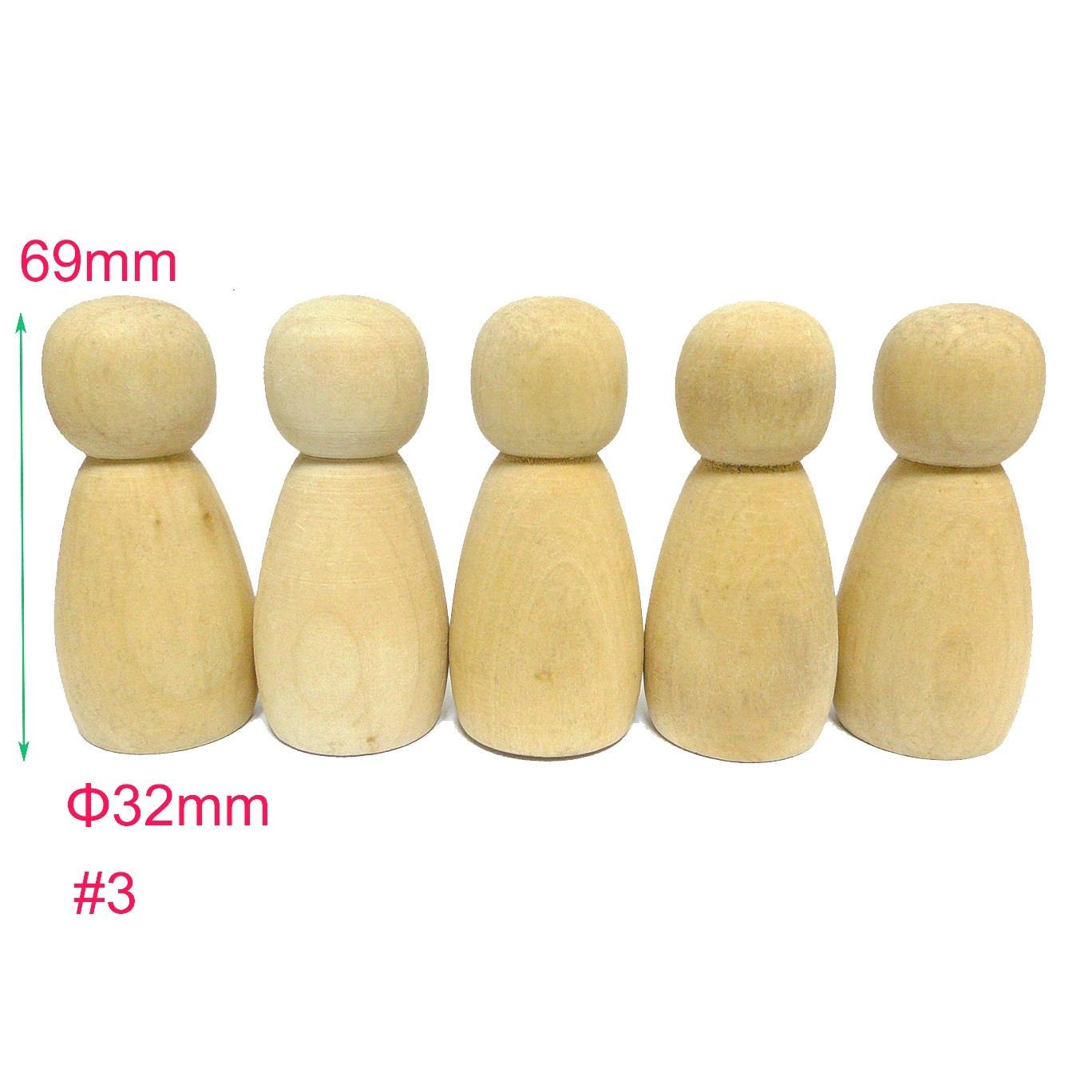 #3 20pcs Large Wooden Peg Doll Family Female