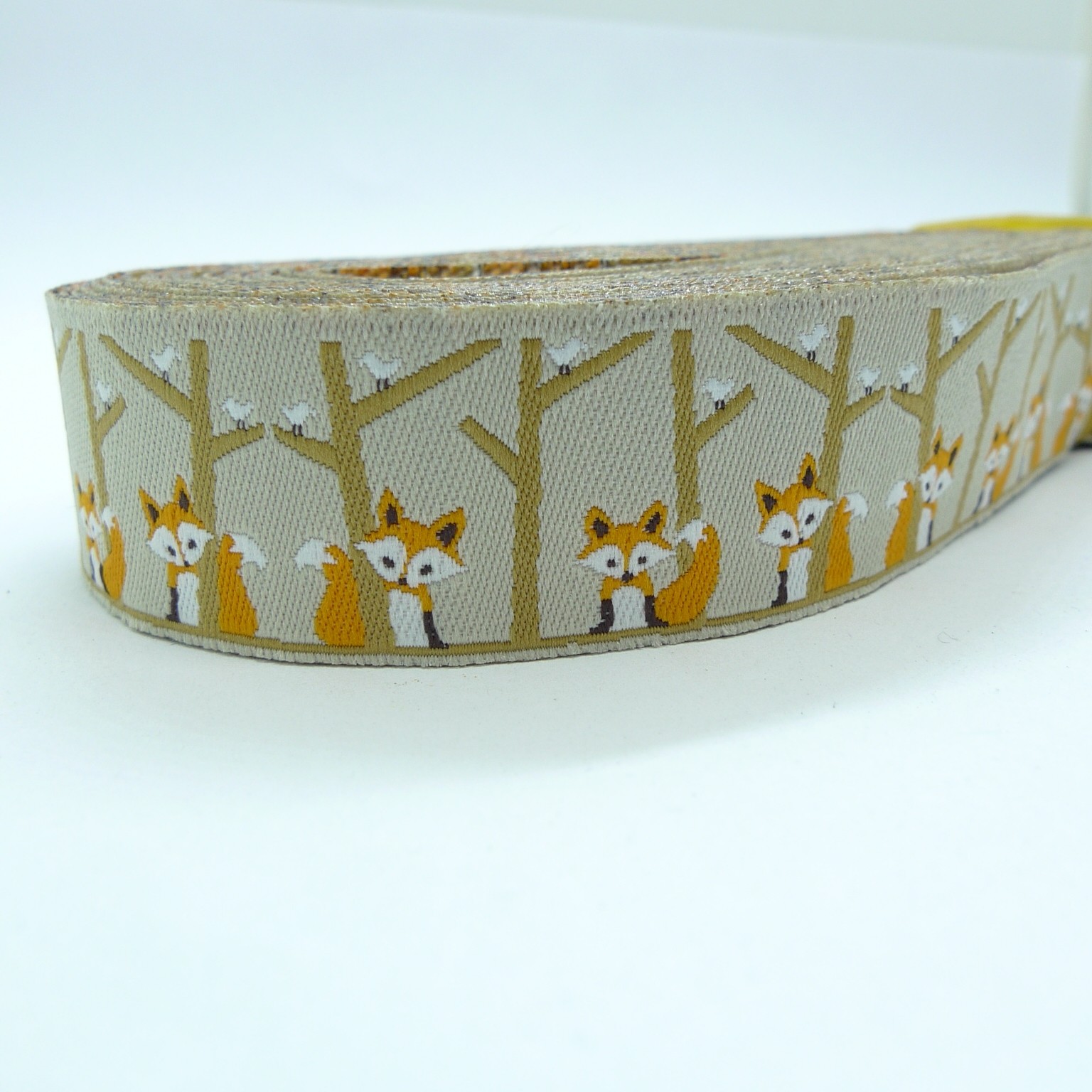 10meters 7/8" 22mm Forest  Friends Fox European Jacquard Ribbon