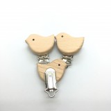 25PCS Organic Beech Wooden Bird Shape Pacifier Clips