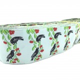 10 meters 1.5" 38mm Splendid Cherry and Birds European Jacquard Ribbon For Dog Collar