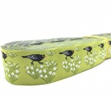 10 meters 7/8" 22mm Lime Color Spring Flowers and Birds European Jacquard Ribbon For Dog Collar