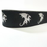 10meters 22mm Silver Dragon European Dog Collar Jacquard Ribbon