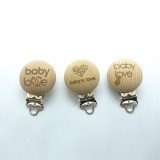 25pcs Laser Engraving Beech Wood Pacifier Clips Holder