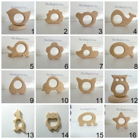 10PCS Organic Newborn Beech Wooden Teether Toys