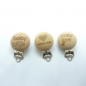 25pcs Laser Engraving Beech Wood Pacifier Clips Holder