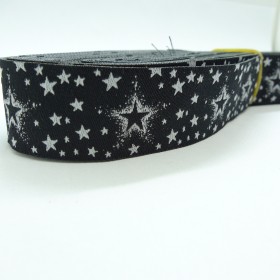 10meters 22mm Star Pattern Black Tone European Jacquard Ribbon