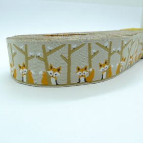 10meters 7/8" 22mm Forest  Friends Fox European Jacquard Ribbon