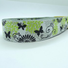 10meters 7/8" 22mm Vintage Butterfly Flower Dog Collar Jacquard Ribbon