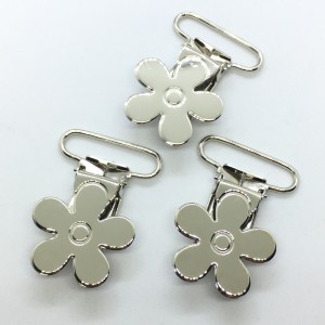 25pcs Silver Color Flower Pacifier Clips