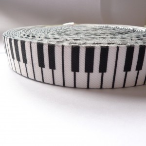 12 Meters 1" 25mm Novelty Piano Pattern Suspender Elastic Webbing Factory