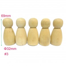 #3 20pcs Large Wooden Peg Doll Family Female