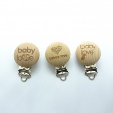 25pcs Laser Engraving Beech Wood Pacifier Clips Holder